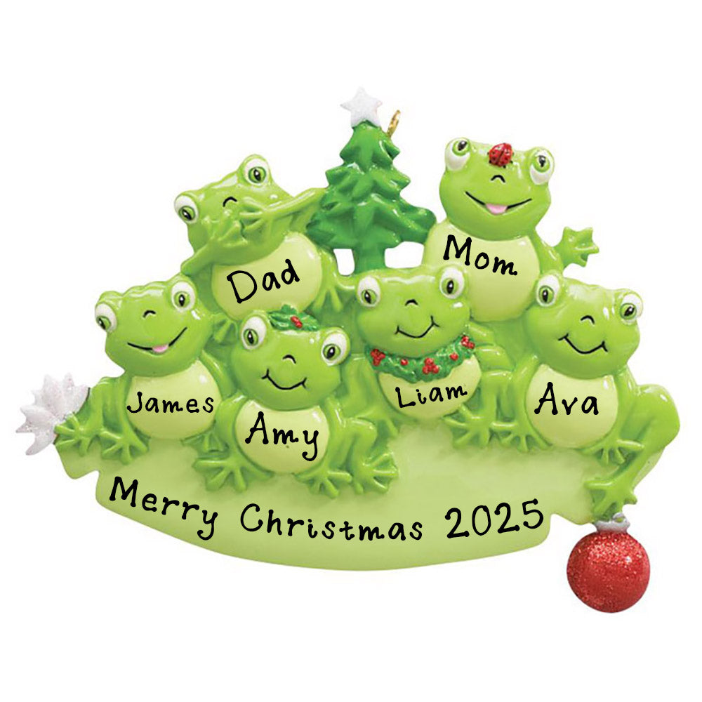 Frog Pad Personalized Ornament (Family of 6)