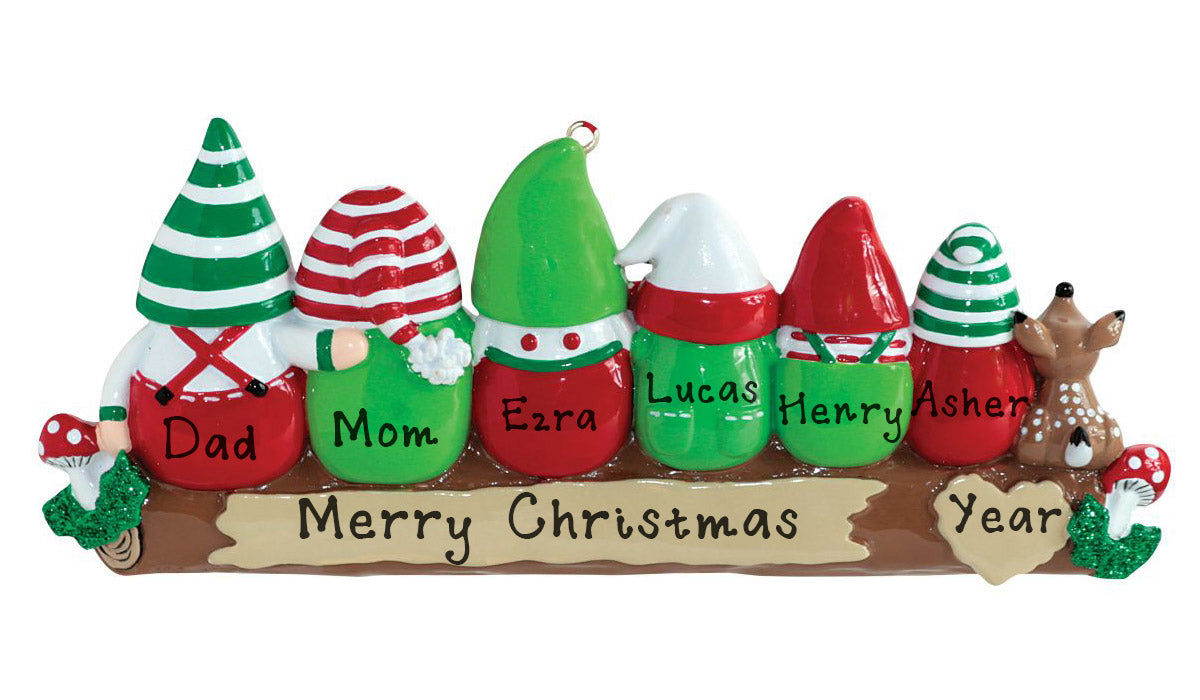 Idle Gnomes Family Personalized Ornament (Family of 6)