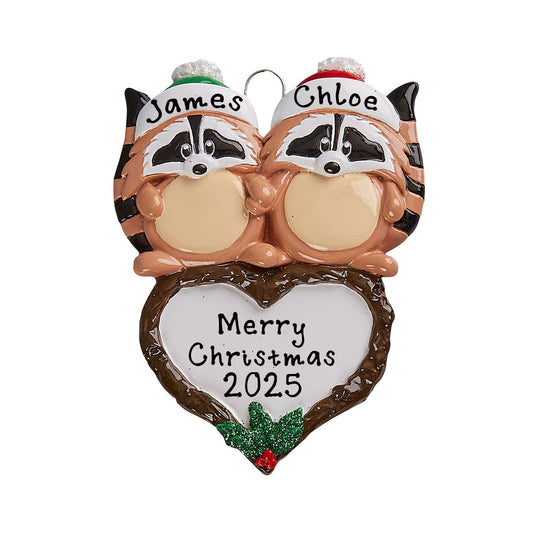 Happy Couple Personalized Ornament (Raccoon Couple)