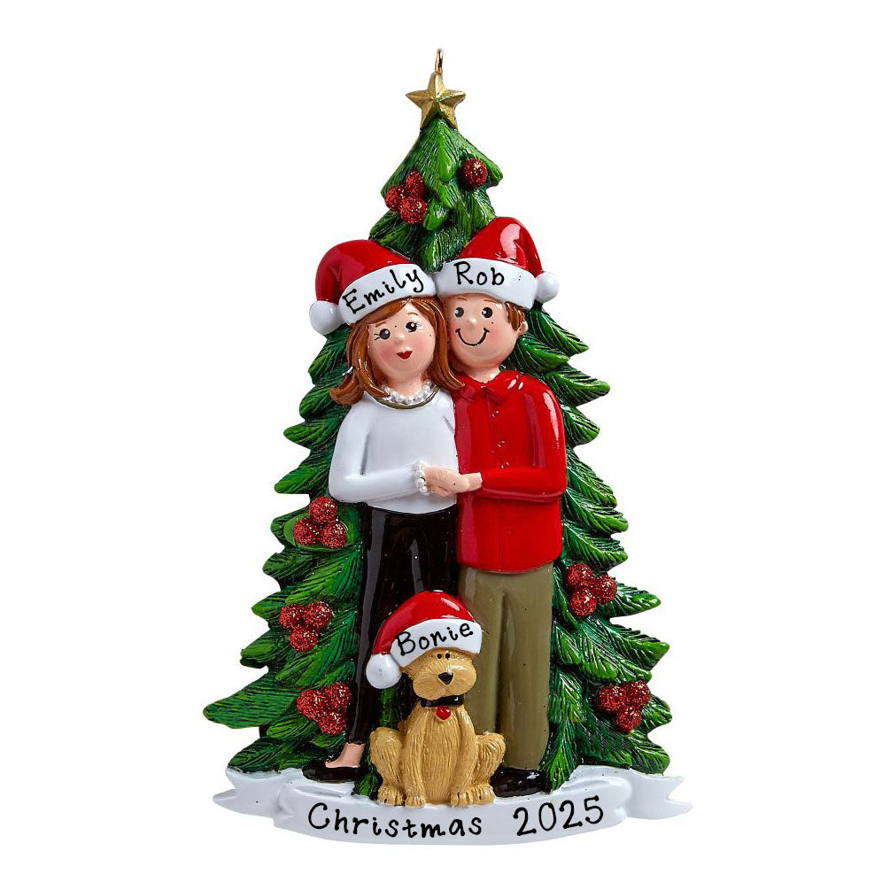 Christmas Dog with Couple Personalized Ornament