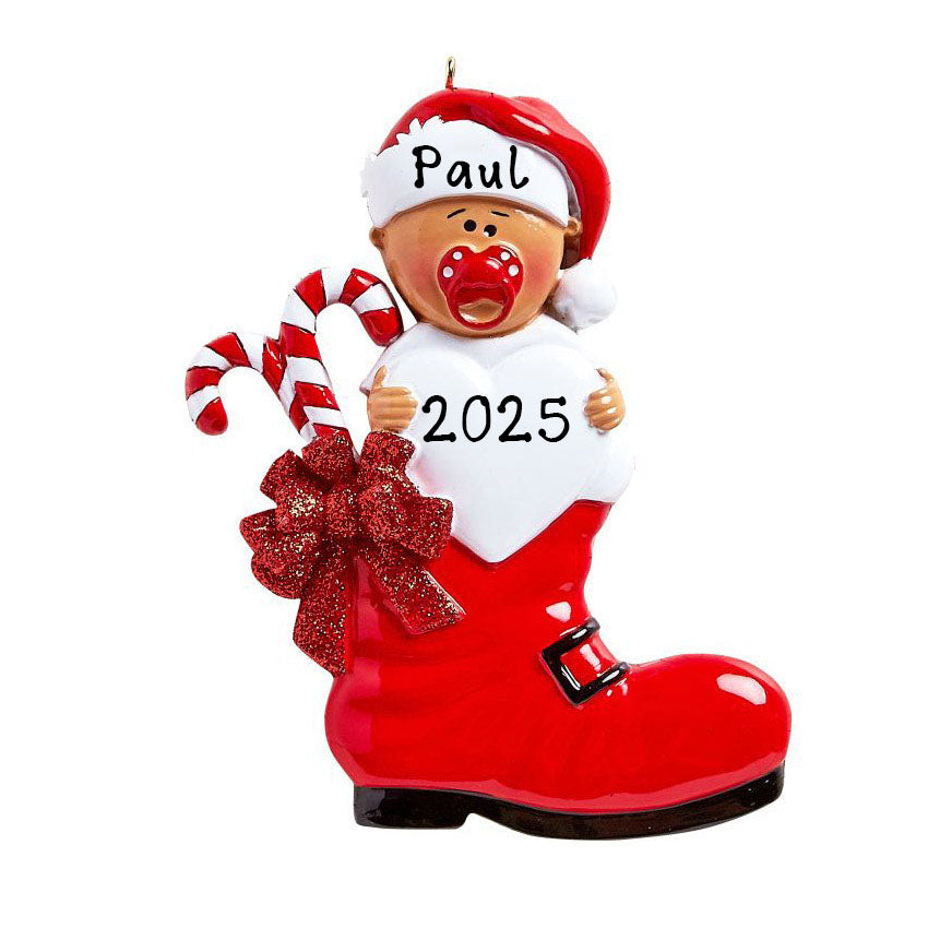 Personalized Baby Boot (Red) Ornament