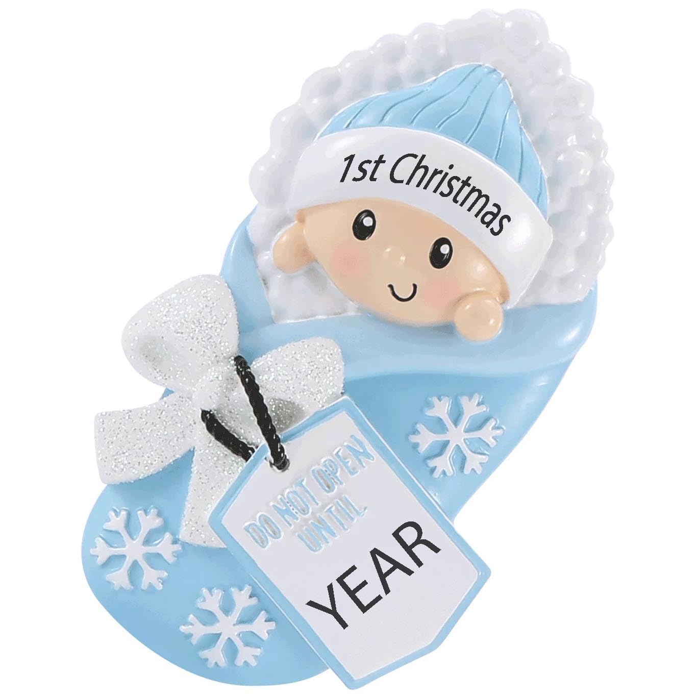 2025 Do Not Open Until Personalized Christmas Ornament Baby`s First Christmas Hanging Tree Ornament New Born Baby Gift-Free Personalized (Blue)