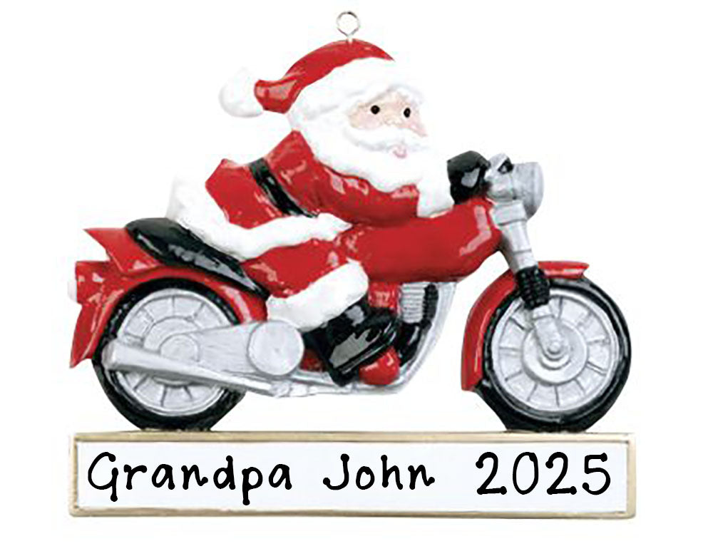 Santa Motorcycle Ornament