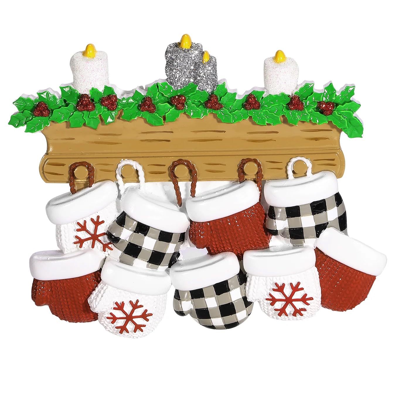 Personalized New Mitten Family Happy Ornament (Family of 9)