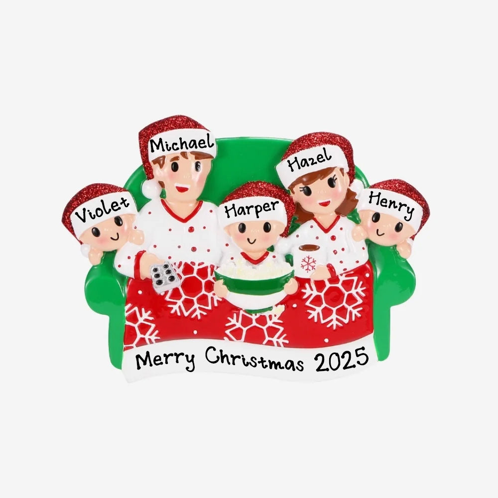 Personalized Movie Night Christmas Ornament (Family of 5)