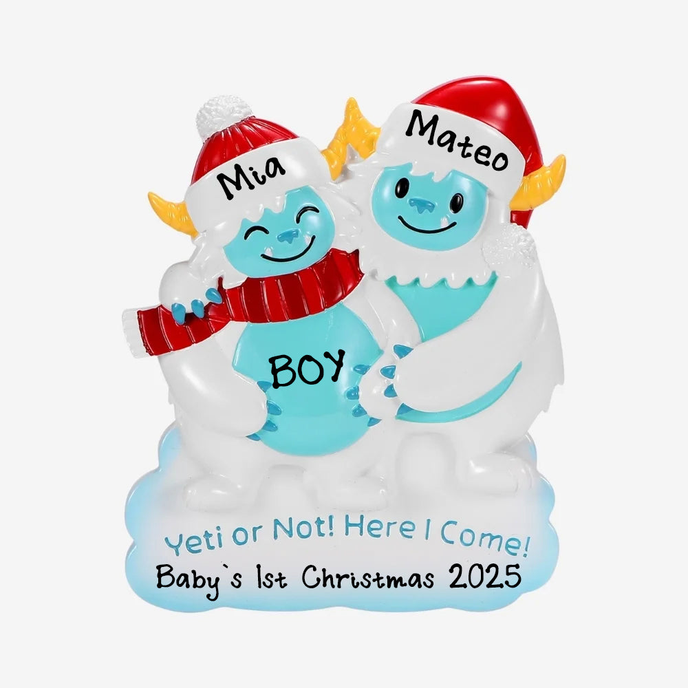 Personalized Yeti (Expecting Baby) Christmas Ornaments (Family of 2)