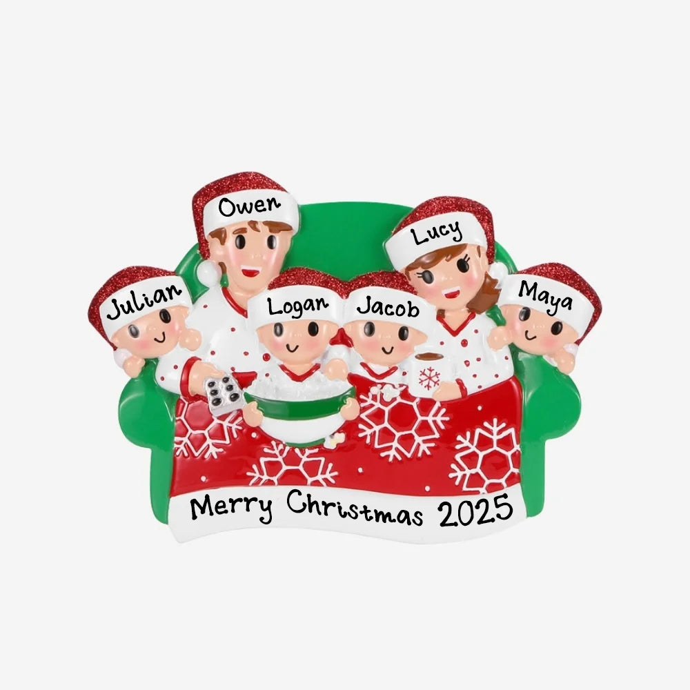 Personalized Movie Night Christmas Ornament (Family of 6)