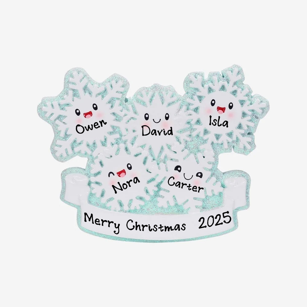 Personalized Snowflake Christmas Ornament (Family of 5)