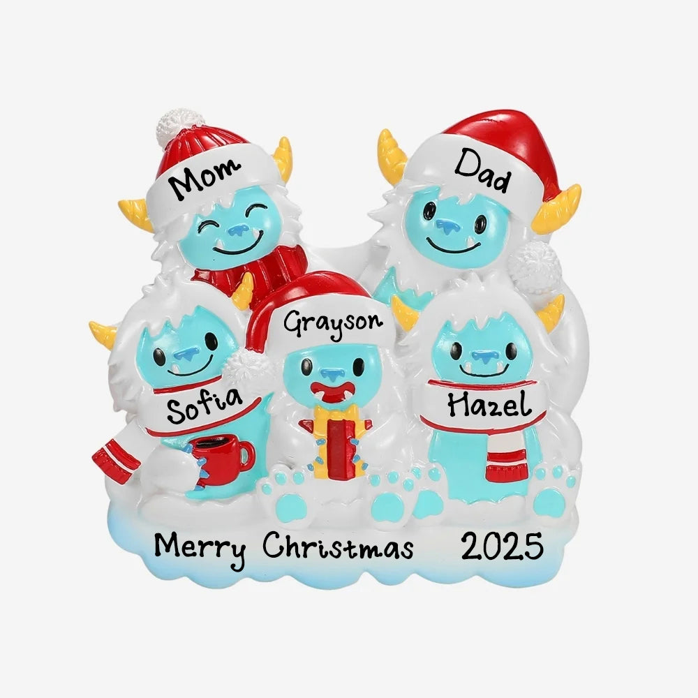 Personalized Yeti Christmas Ornaments (Family of 5)