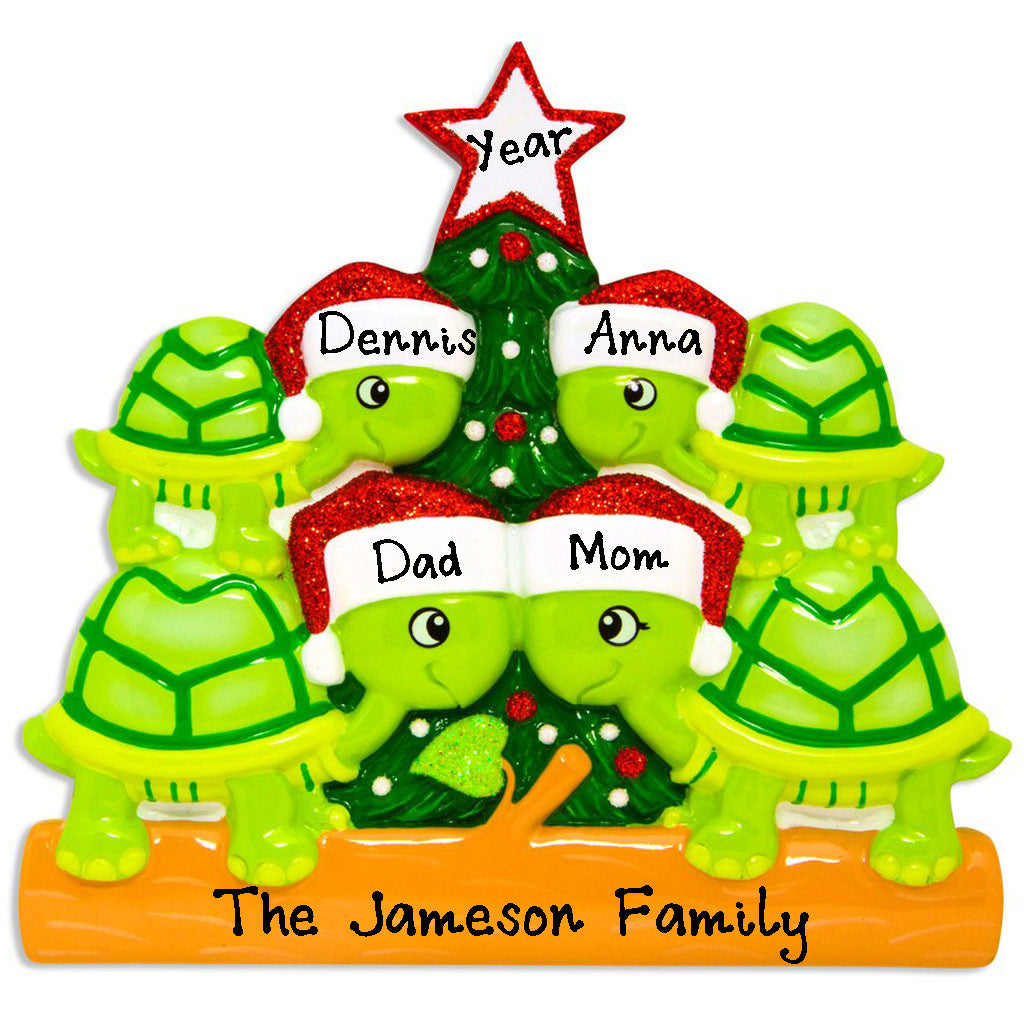 Turtle Family Personalized Ornament (Family of 4)