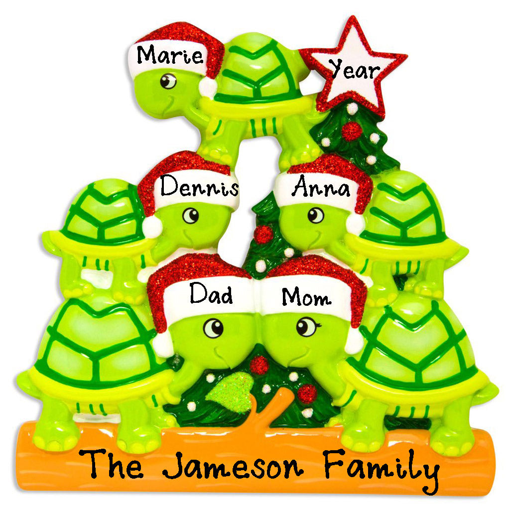 Turtle Family Personalized Ornament (Family of 5)