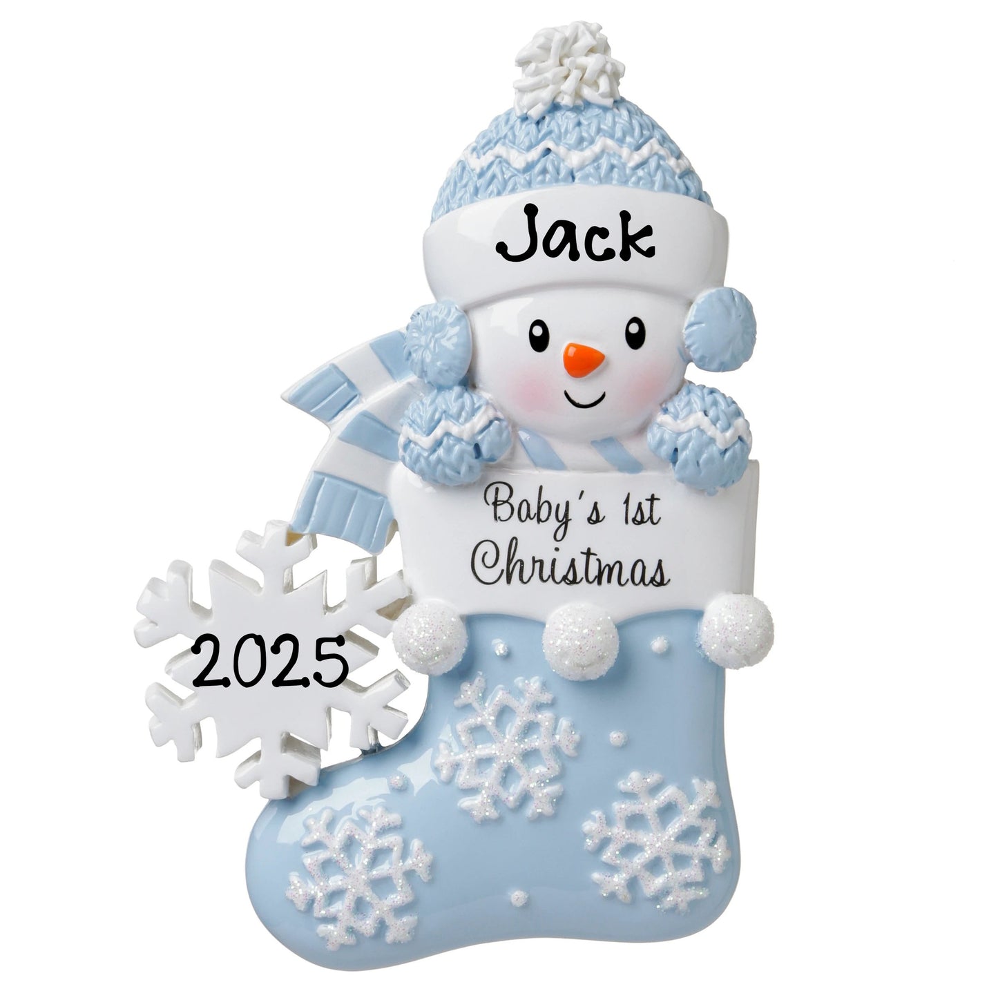 Baby in Stocking Personalized Ornament (Blue)