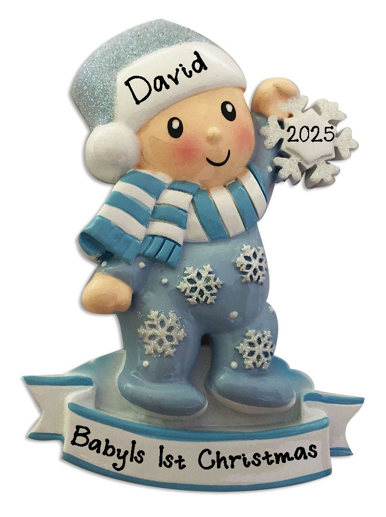Baby`s 1st Christmas Personalized Ornament (Baby Blue)