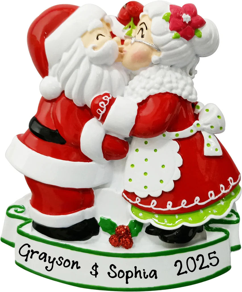 Mr. and Mrs. Clause Kissing Personalized Christmas Ornament