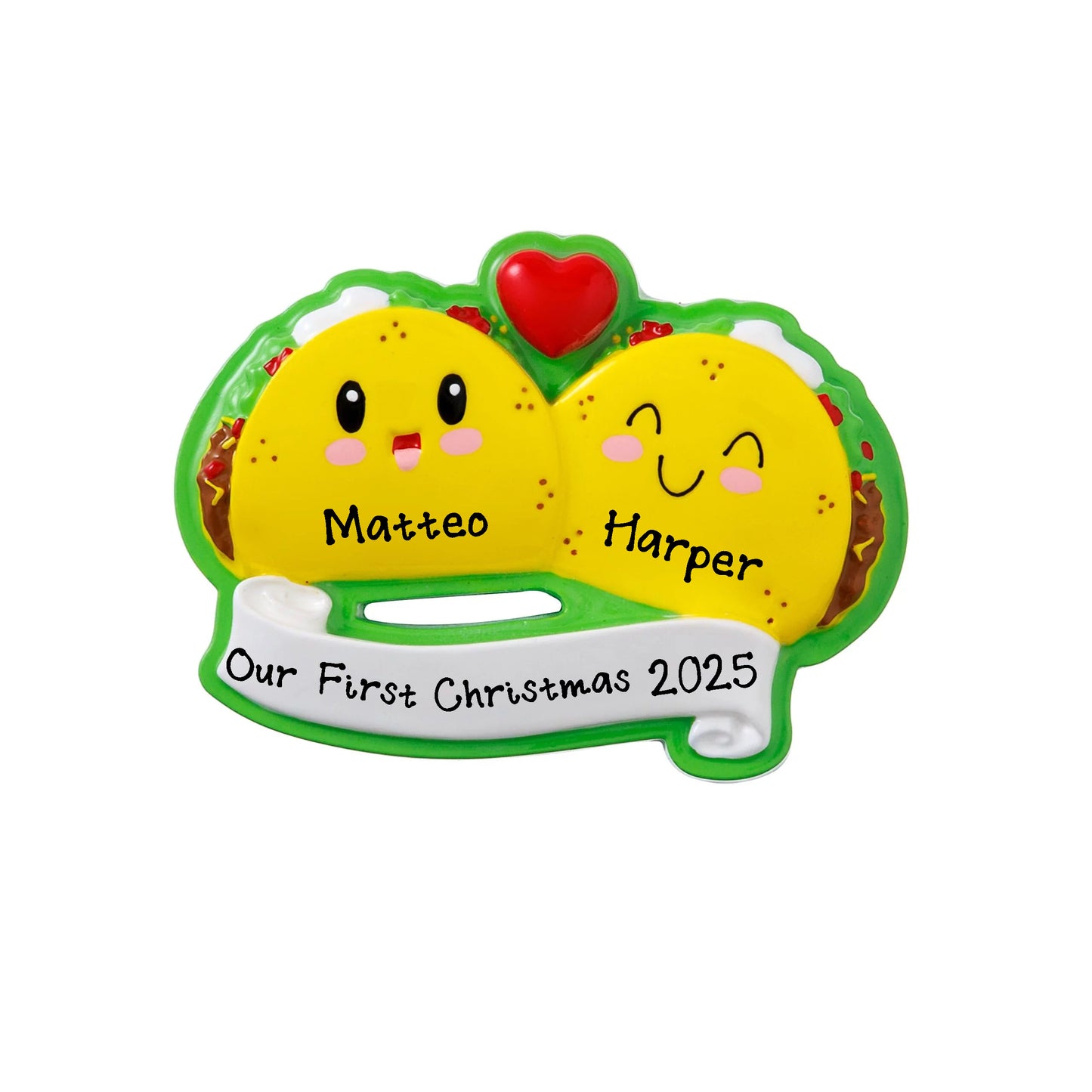 Tacos Family of 2 Personalized Christmas Tree Hanging Ornament