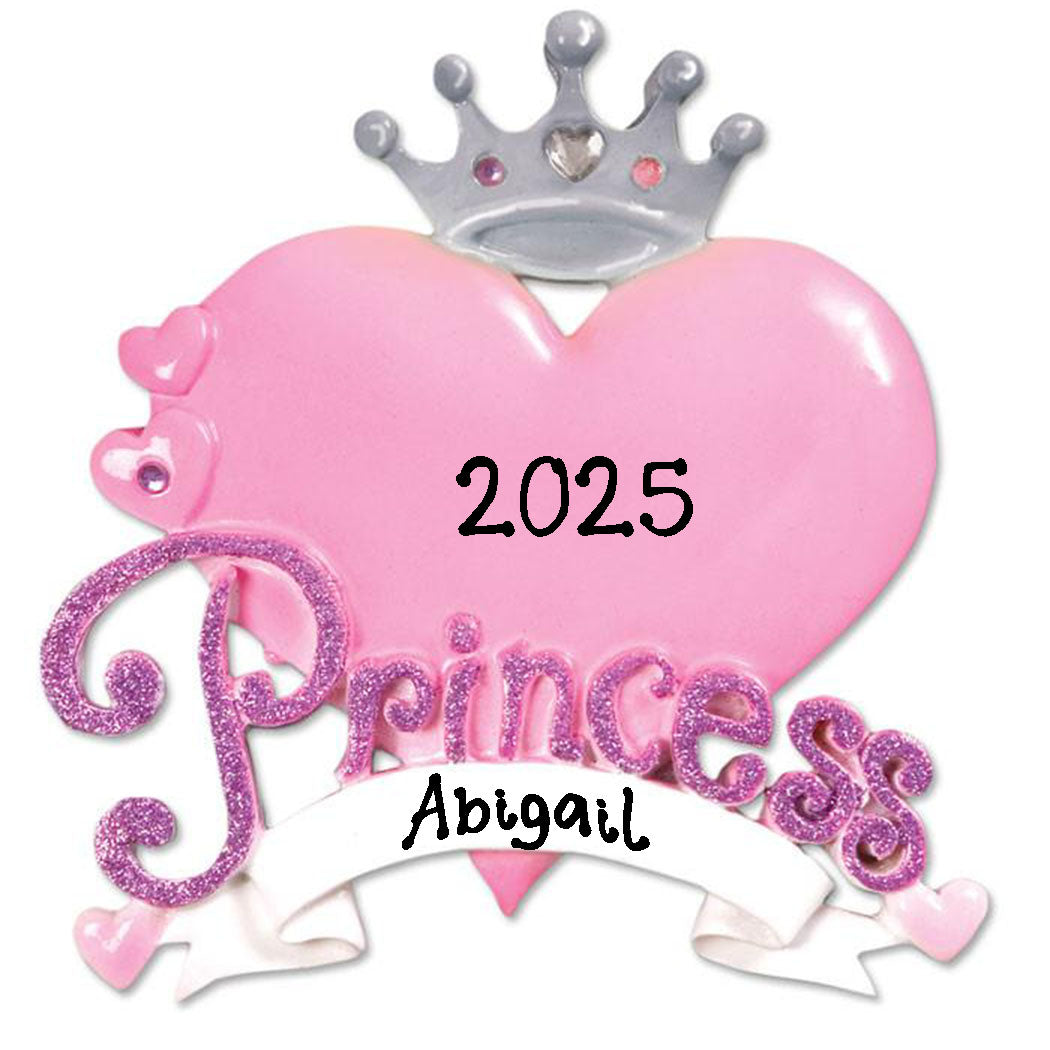 Pink Girl Crown Personalized Ornament