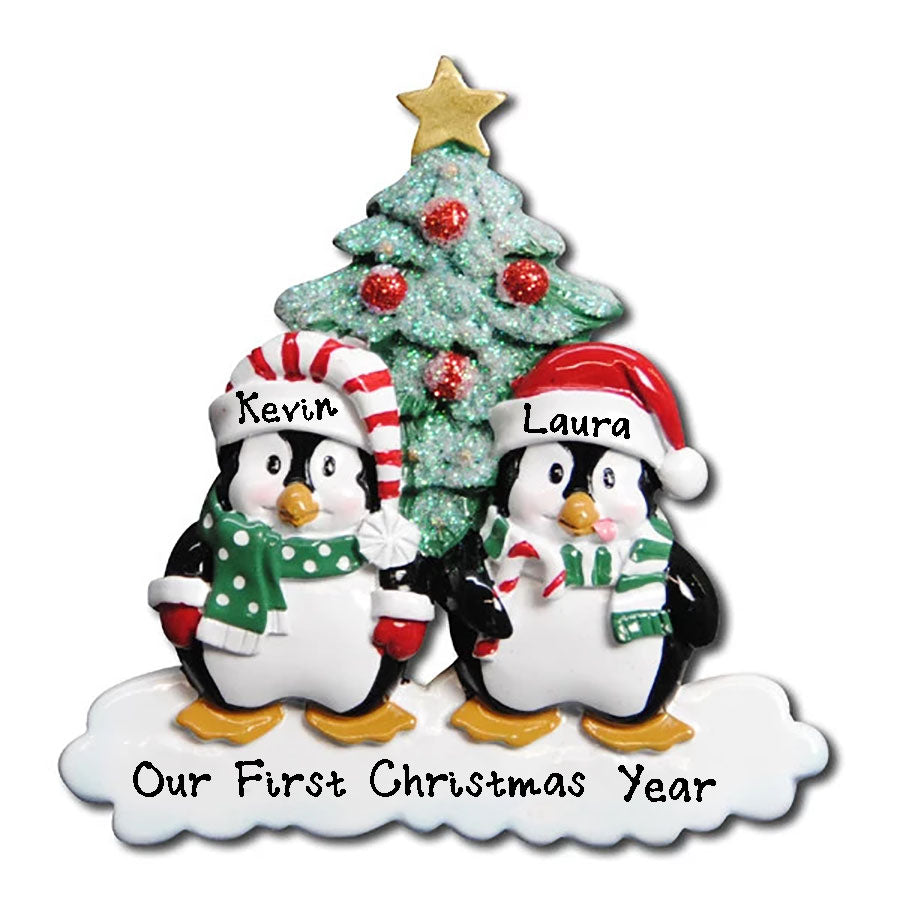 Winter Penguin Family Personalized Ornament (Family of 2)