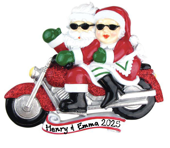 Motorcycle Mr. & Mrs. Claus Ornament