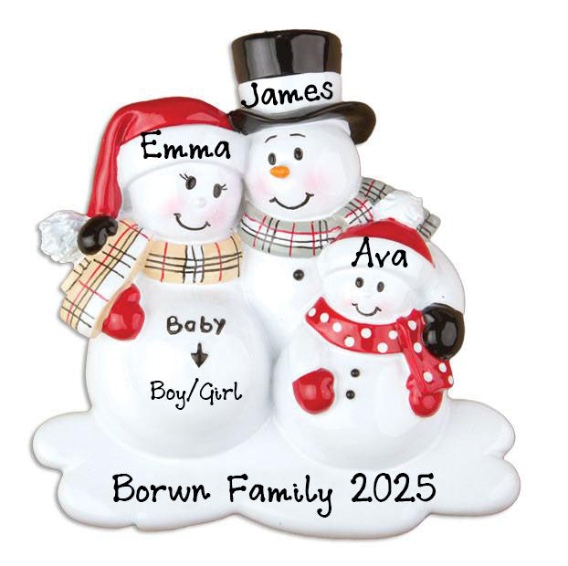We`re Expecting Baby Children (Expecting Baby) Personalized Ornament (Family of 3)