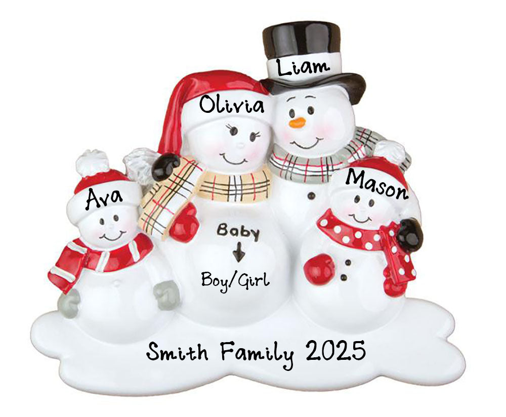 We`re Expecting Baby Children (Expecting Baby) Personalized Ornament (Family of 4)