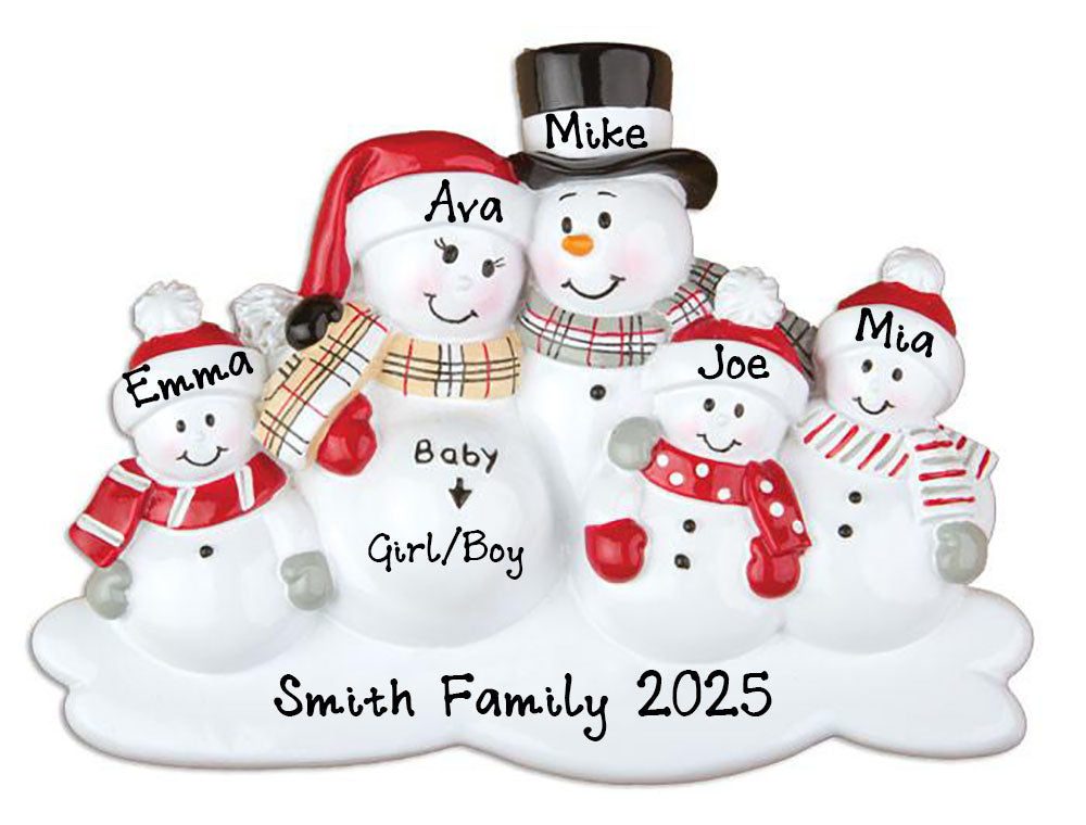 We`re Expecting Baby Children Personalized Ornament (Family of 5)