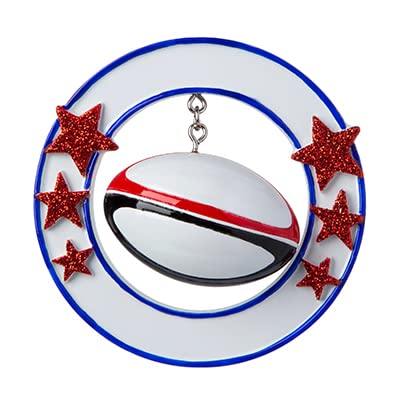 3D Rugby Ball Personalized Christmas Ornament