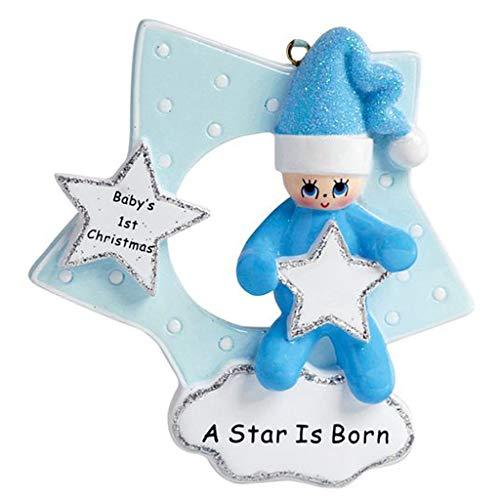 A Star is Born Personalized Baby Ornament (Blue)