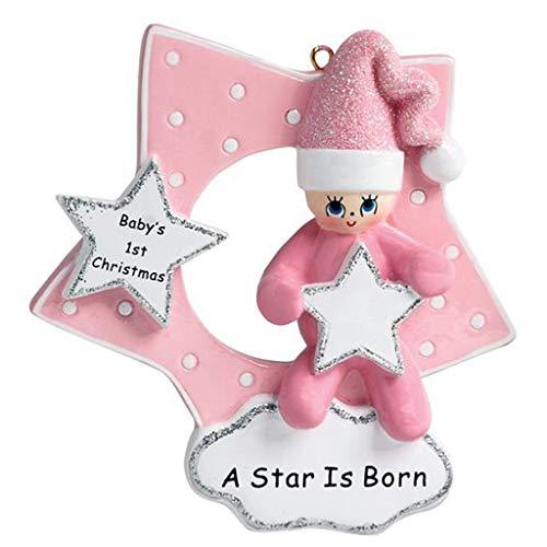 A Star is Born Personalized Baby Ornament (Pink)