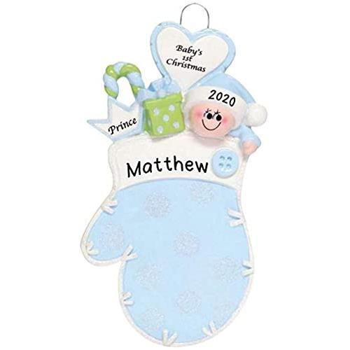 Baby Mitten (Blue) Personalized Ornament