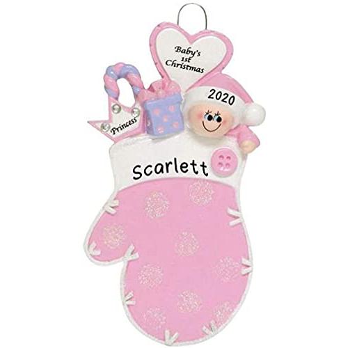 Baby Mitten (Pink) Personalized Ornament