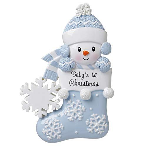 Baby in Stocking Personalized Ornament (Blue)