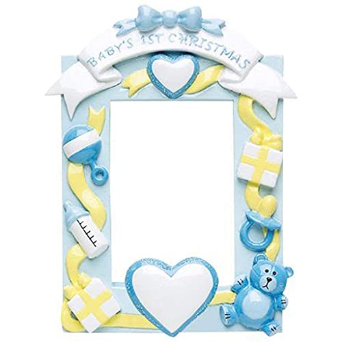 Baby's 1st Photo Frame Personalized Ornament (Blue)