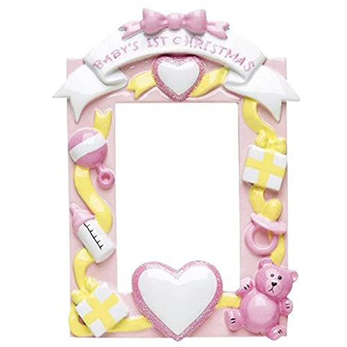 Baby's 1st Photo Frame Personalized Ornament (Pink)