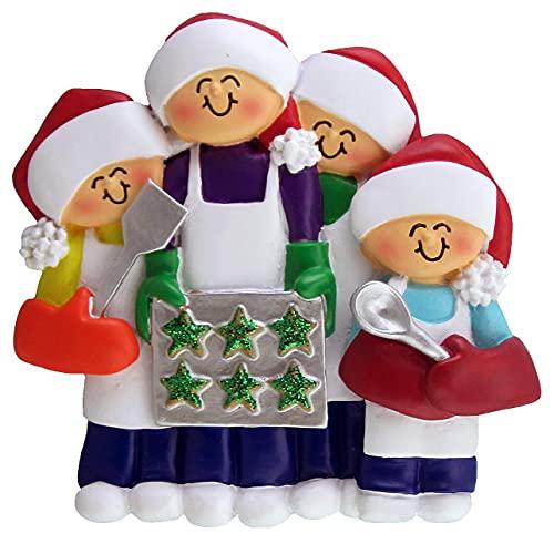 Baking Cookies Family Personalized Ornament (Family of 4)