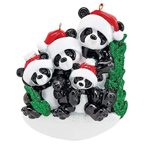Bamboo Panda Family Personalized Ornament (Family of 4)