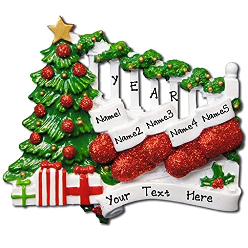 Bannister with Stocking Family Personalized Ornament (Family of 5) Default Title