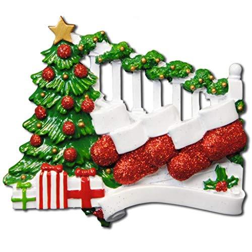 Bannister with Stocking Family Personalized Ornament (Family of 5)