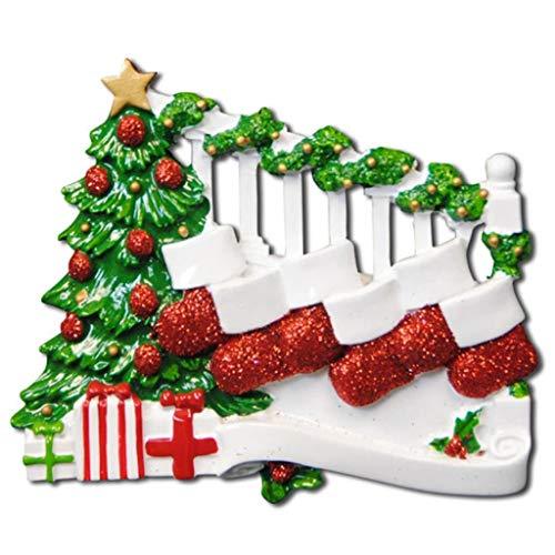 Bannister with Stocking Family Personalized Ornament (Family of 6)