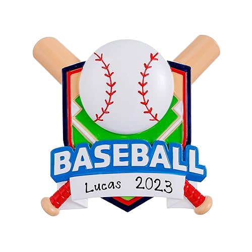 Baseball Shield Personalized Christmas Tree Ornament