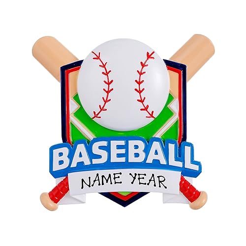 Baseball Shield Personalized Christmas Tree Ornament