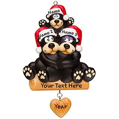 Black Bear Family Personalized Ornament (Family of 3) Default Title