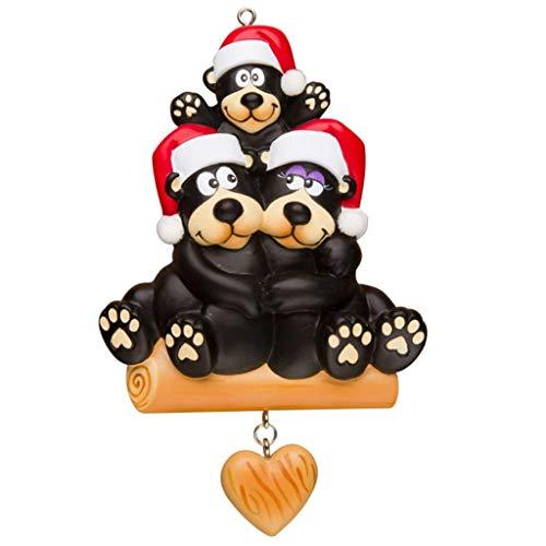 Black Bear Family Personalized Ornament (Family of 3)