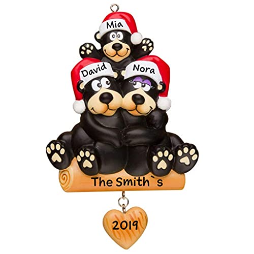 Black Bear Family Personalized Ornament (Family of 3)