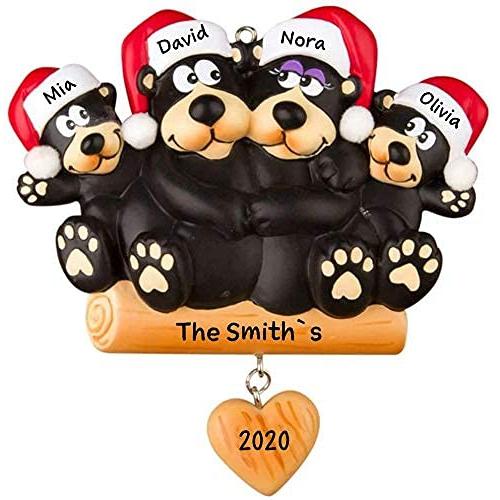 Black Bear Family Personalized Ornament (Family of 4)