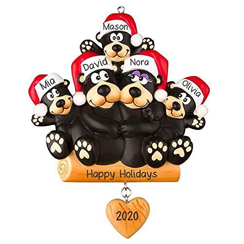 Black Bear Family Personalized Ornament (Family of 5)
