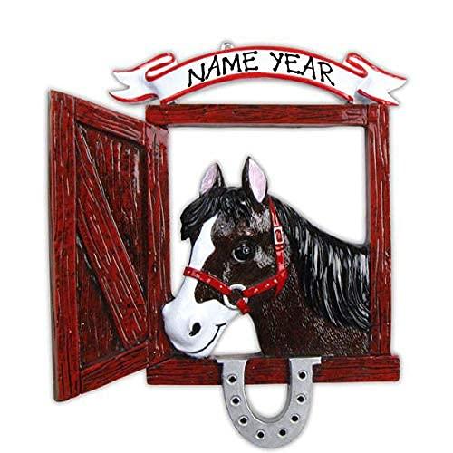 Black in Stall Horse Personalized Ornament (Black) Default Title