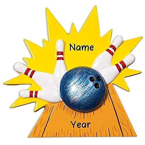 Blue Ball Strike Bowling Personalized Ornament Default Title