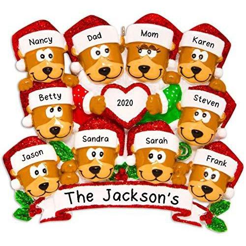 Brown Bear Family Personalized Ornament (Family of 10)