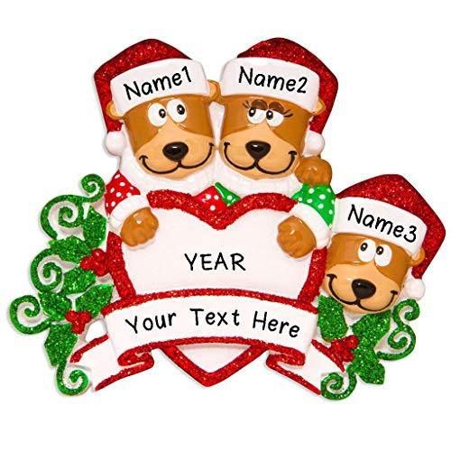 Brown Bear Family Personalized Ornament (Family of 3)