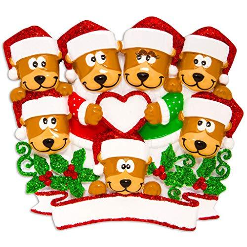 Brown Bear Family Personalized Ornament (Family of 7)